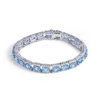 GEM de BALET 16.8 Ct Elvețiană Naturale Topaz Albastru Bratara Argint 925 Bratari & Brățări Pentru Femei Nunta Bijuterii Fine