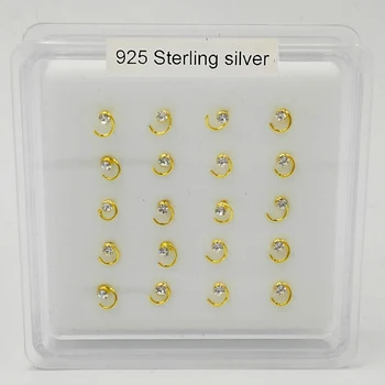 20buc/pachet argint 925 vârtej Os Nas cu cristal nas bijuterii piercing