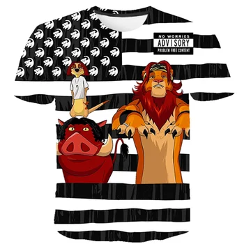Marca Disney 3D animal T-shirt 3D Print Digital Bărbați T-Shirt Sporturi de Vara Scurte sleevesClothing Desene animate Regele Leu Topuri Haine