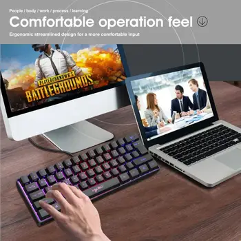 Tastatură de Gaming Cu Iluminare RGB Iluminat 61-cheile Mini Tastatură mai Multe Combinații de taste de comenzi rapide Pentru PC, Laptop pentru Gaming