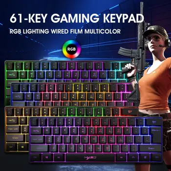 Tastatură de Gaming Cu Iluminare RGB Iluminat 61-cheile Mini Tastatură mai Multe Combinații de taste de comenzi rapide Pentru PC, Laptop pentru Gaming