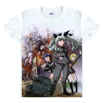 Anime Girls und Panzer T-Shirt Short Sleeve Shirt Manga Garuzu ando Pantsa Katiușa Alice Shimada sensha-a face Cosplay Tricou