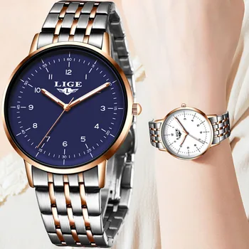 LIGE 2021 Femei ceas Doamnelor Brățară ceas moda Negru auriu Negru femei femeie reloj mujer saat relogio zegarek damski