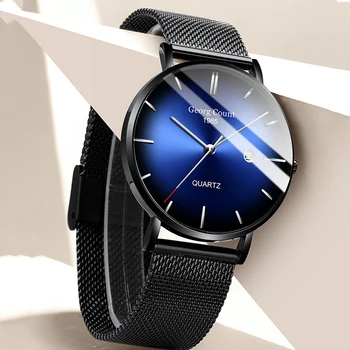 Bărbați Ceas de Moda pentru Barbati Brand de Top Militară de Lux din Oțel Inoxidabil Subțire Ceas de Ceas Impermeabil Cuarț Analogice Încheietura ceas 40mm