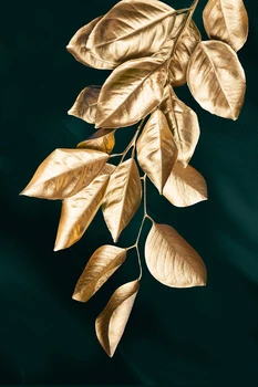 Rezumat Verde Auriu Frunze de Plante Poster Moderne de Lux, Panza Pictura Arta de Perete Postere si Printuri pentru Living Decor Acasă