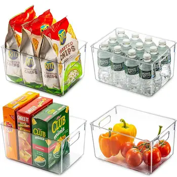 Clar Cămară Organizator Containere de Plastic de uz Casnic de Depozitare a Alimentelor Coș Cutie pentru Blaturi de Bucatarie Dulapuri Frigider Congelator