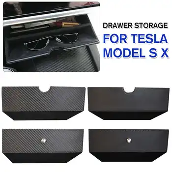 Stil Carbon Din Piele Stil De Lemn Consola Centrala Cutie De Depozitare Sertar Tava Pentru Tesla Model X Model S, Masina, Accesorii De Interior