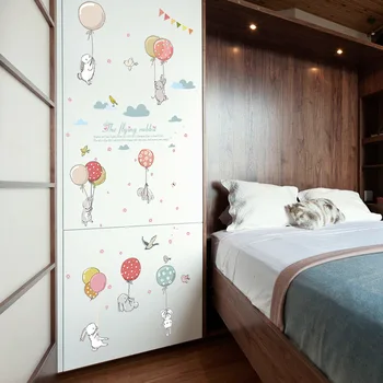 Desene animate Drăguț Balon de Zbor Iepure Autocolante de Perete pentru Camera Copii Decor Petrecere de Pasăre și Cloud Model de Mobilier Pentru Living
