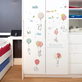 Desene animate Drăguț Balon de Zbor Iepure Autocolante de Perete pentru Camera Copii Decor Petrecere de Pasăre și Cloud Model de Mobilier Pentru Living