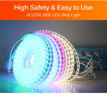 2835 LED Strip AC 220V IP67 rezistent la apa Multi-culoare Lumini de Mare Luminozitate 60LEDs/M benzi Flexibile LED 1-20m