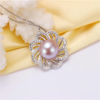 Dainashi Vânzare Fierbinte Argint 925 Floare Zircon Pandantiv Bijuterii De Înaltă Calitate, Autentic Natural De Apă Dulce Colier De Perle