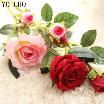 YO CHO Flori Artificiale Crescut de Mătase Nunta Decor Fals Eustoma Fleurs Para Hogar de Crăciun 8 Culori Plante Acasă Plantas