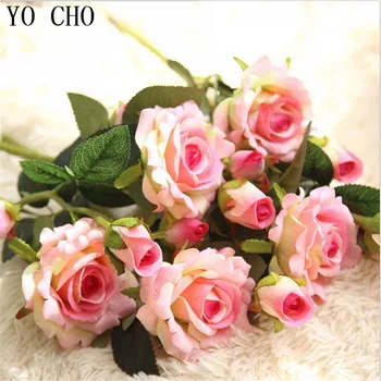 YO CHO Flori Artificiale Crescut de Mătase Nunta Decor Fals Eustoma Fleurs Para Hogar de Crăciun 8 Culori Plante Acasă Plantas