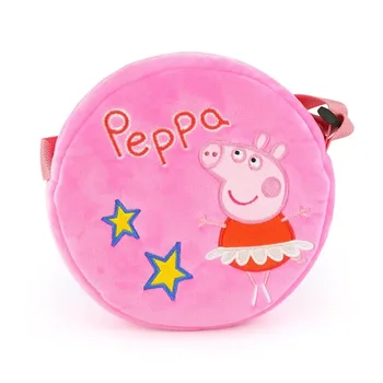 2021 16CM Scurt de Pluș Original Peppa Pig Rotund Brodate de Pluș Ghiozdan Jucărie George Porc Kawaii Portofel pentru Copii Cadou de Anul Nou