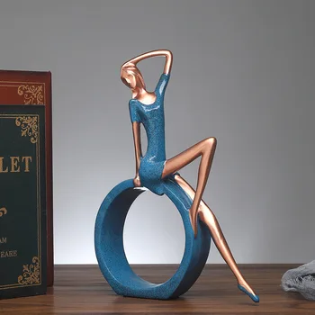 Creative Rășină Fată Yoga Figurine Europene Caracter Artizanat lucrate Manual Decorative Miniaturi Acasă Pridvor TV Cabinet Decor Cadouri