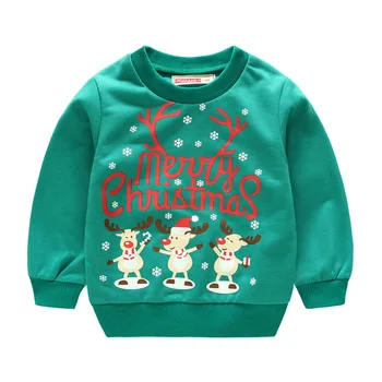 Crăciun tricou Fete Copii Renii lui Mos craciun Print Primavara Toamna Tinuta Pulover Maneca Lunga Tricou Copii Băieți Strat de Top Pulover