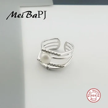 [MeiBaPJ]Puri de Argint S925 Femei Inel Elegant de Lux Perfect natural de apă Dulce pearl inel pentru femei bijuterii fine