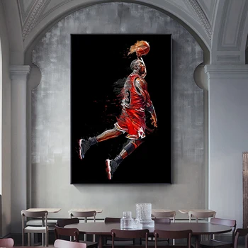 Arta abstractă Pictura Michael Jordan Poster Zbura Dunk Baschet Poze de Perete pentru Camera de zi de Decorare Dormitor Sport Panza