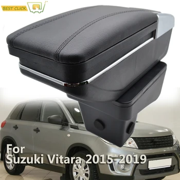 Cutie De Depozitare Pentru Suzuki Vitara 2016 2017 2018 2019 Restul De Braț Rotativ Suport Pentru Pahare Cotiera Piele Neagra