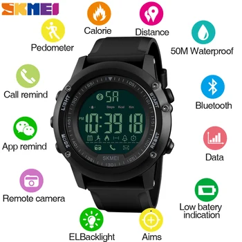 Ceas SKMEI Mens Bluetooth Smart Digital Ceasuri Sport Femei Smartwatch Camara de Control Ceas Bărbați Ceas Reloj Hombre