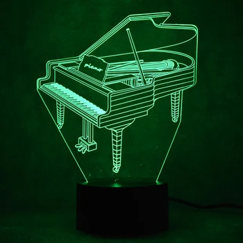 3D LED Pentru Copii Atingeți Butonul USB Vizuale Pian Lampă de Birou de Dormit pentru Copii de Iluminat Decor Acasă Cadouri Instrumente Muzicale Lumini de Noapte