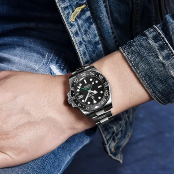 PAGANI DESIGN de Brand Sticlă de Safir Ceas Automatic reloj hombre de Lux Bărbați Mechanical Ceas de mână din Oțel Inoxidabil GMT Ceas Barbati