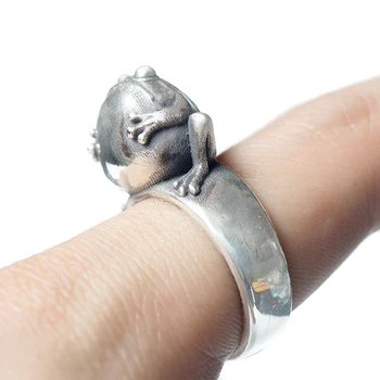 Argint 925 Designer original broasca broasca gura cuplu inel unic, creativ bine ambarcațiunile de farmec brand de bijuterii