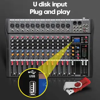 Digital Audio Mixer Amplificator Pe 12 Canale Stereo de Sunet de Amestecare Consolă USB bluetooth pentru PC Redare Înregistrare Studio Petrecere