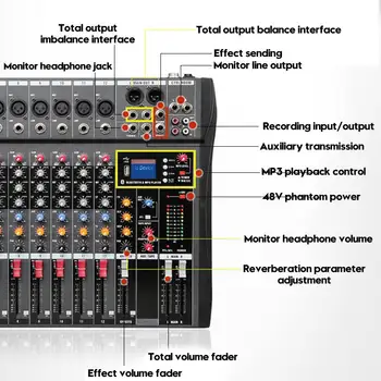 Digital Audio Mixer Amplificator Pe 12 Canale Stereo de Sunet de Amestecare Consolă USB bluetooth pentru PC Redare Înregistrare Studio Petrecere