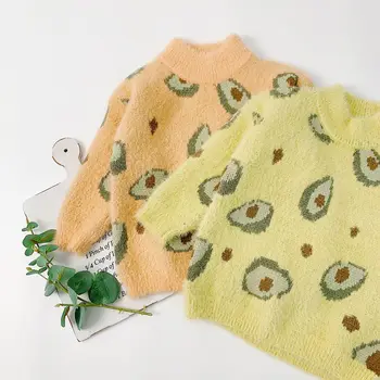 Uzura pentru copii Fete de Avocado Nurca-ca și Pulover de Toamnă pentru Copii Nou Haine Tricotate Fete pentru Copii de Top Pulover de Iarna