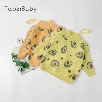 Uzura pentru copii Fete de Avocado Nurca-ca și Pulover de Toamnă pentru Copii Nou Haine Tricotate Fete pentru Copii de Top Pulover de Iarna