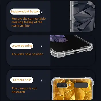Airbag Caz de Telefon Pentru Samsung Galaxy Z Flip Capac Moale Pentru ZFlip 5G la Șocuri Transparent Fundas Cristal de Diamant Coque Capa Sac