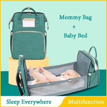 2 In 1 Multifunctional Mami Rucsac Pat Sac Mare Capacitate Scutec Schimbare Pungi Pentru Maternitate Cărucior Pentru Copii Pat Saci