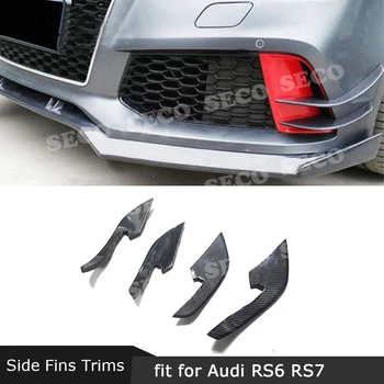 Fibra de Carbon Față Foglamp Aerisire Aripioare Laterale Aripioară Pentru Audi A6 RS6 2013-2016 A7 RS7 2012-4BUC Portbagaj Ornamente Decor