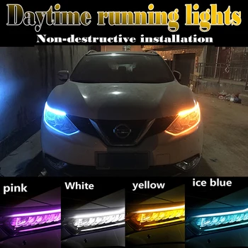 2 buc Lampi Auto Pentru Autoturisme DRL Lumini de Zi cu LED Car Styling Accesorii de Semnalizare Bandă Ghid Faruri de Asamblare