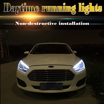 2 buc Lampi Auto Pentru Autoturisme DRL Lumini de Zi cu LED Car Styling Accesorii de Semnalizare Bandă Ghid Faruri de Asamblare