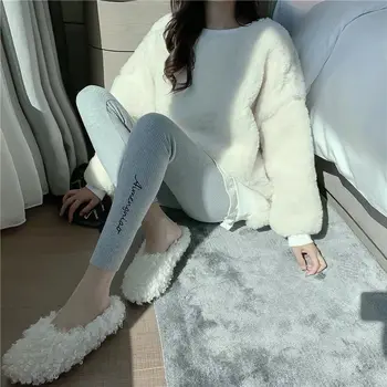 Femei jacheta de iarna tricoul Pulovere harajuku hanorac Nou stil coreean împletit fals două piese de pluș pulover supradimensionat
