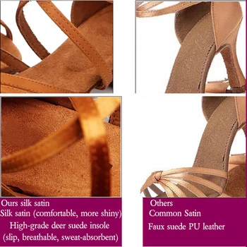 BDS211 vânzare fierbinte toc 7.5 / 5.5 cm satin de matase latina Ballroom, BD pantofi de dans latino style femei pantofi de dans