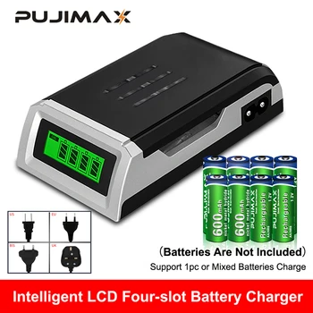 PUJIMAX LCD-002 Display LCD Cu 4 Sloturi Inteligent Inteligent Încărcător de Baterie Pentru AA/AAA NiCd NiMh Baterii Reincarcabile