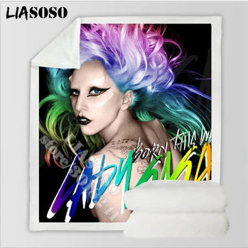 Lady Gaga Pătură LIASOSO Moda de Imprimare 3D Cântăreață Adolescenti Călătorie Fleece Quilt Canapea Cald Arunca Pluș Plapuma de Zăpadă Moale Foaie B190-07