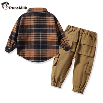 PureMilk Camasa Carouri Cu Pantaloni de Bumbac Îmbrăcăminte pentru Copii Set 2 BUC Set Haine Baieti