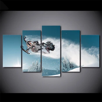 Panza Pictura Imagine Arta de Perete Decor Acasă 5 Panoul de Snowmobil Peisaj Pentru Camera de zi Moderne de Imprimare de Tip YGYT
