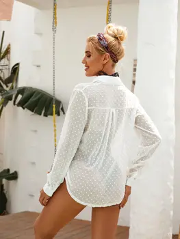 Foridol tul punct alb bluza tricou femei vara acoperi plaja bluza streetwear casaul boho tricou topuri de sex feminin 2020