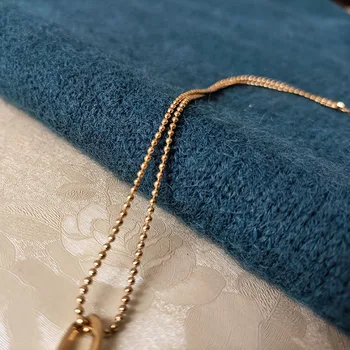 Indesata Figaro lanț mingea lanț clavicula colier pentru femei din oțel inoxidabil de culoare de aur despicare cravată colier pulover moda