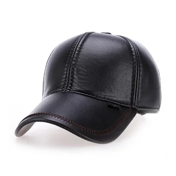 Moda pentru bărbați în aer liber cald gros șapcă de baseball din piele pu casual sport pălărie capsmiddle-vârstă și persoanele în vârstă de protecție pentru urechi pălării calde