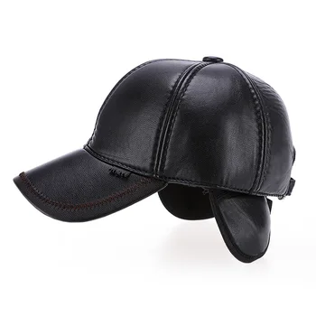 Moda pentru bărbați în aer liber cald gros șapcă de baseball din piele pu casual sport pălărie capsmiddle-vârstă și persoanele în vârstă de protecție pentru urechi pălării calde