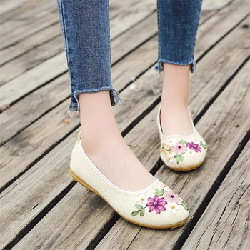 2020 Broderie Tradițională Chineză Femeie Retro Vechi Beijing Pantofi De Flori Realizate Manual Țese Lenjerie De Pat Single Pantofi Confort Balerine
