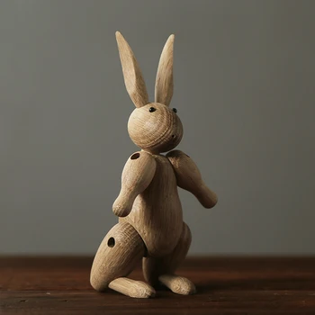 Art Iepure de Lemn Figurine de Lemn Ornamente Iepure Model Flexibil Sculptura Perfect pentru Decor Acasă Cadou sau de Colectare