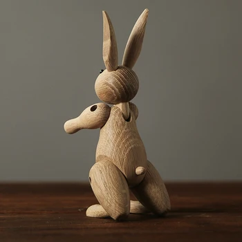 Art Iepure de Lemn Figurine de Lemn Ornamente Iepure Model Flexibil Sculptura Perfect pentru Decor Acasă Cadou sau de Colectare