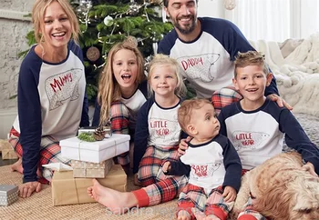 2020 Crăciun Familie Pijamale, Îmbrăcăminte Set Carouri Familie de Potrivire Haine de Crăciun pentru Adulți Copii Pijamale pentru Copii Romper Sleepwear